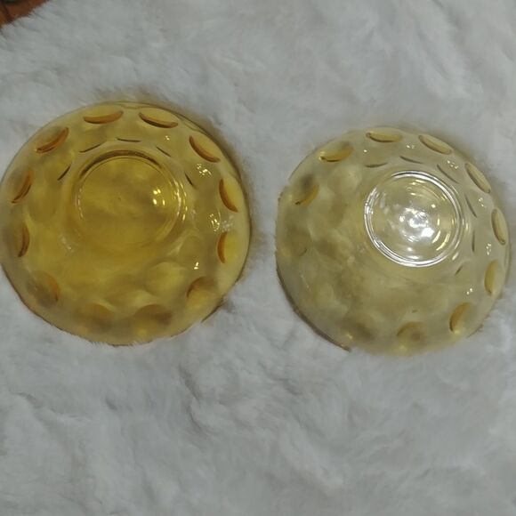 Vintage Hazel Atlas Capri Dot Amber Set of 2 "dip" Bowls - Picture 4 of 7